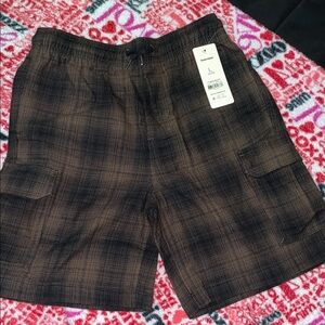 Boy’s Brown Plaid Cargo Shorts - Unbranded
